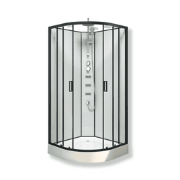 Cabina de ducha Oasis Large con hidromasaje 90x90x205cm diseno curvo marco negro Negro Mate