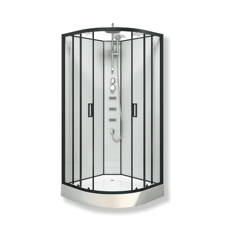 Cabina de ducha Oasis Large con hidromasaje 90x90x205cm diseno curvo marco negro Negro Mate