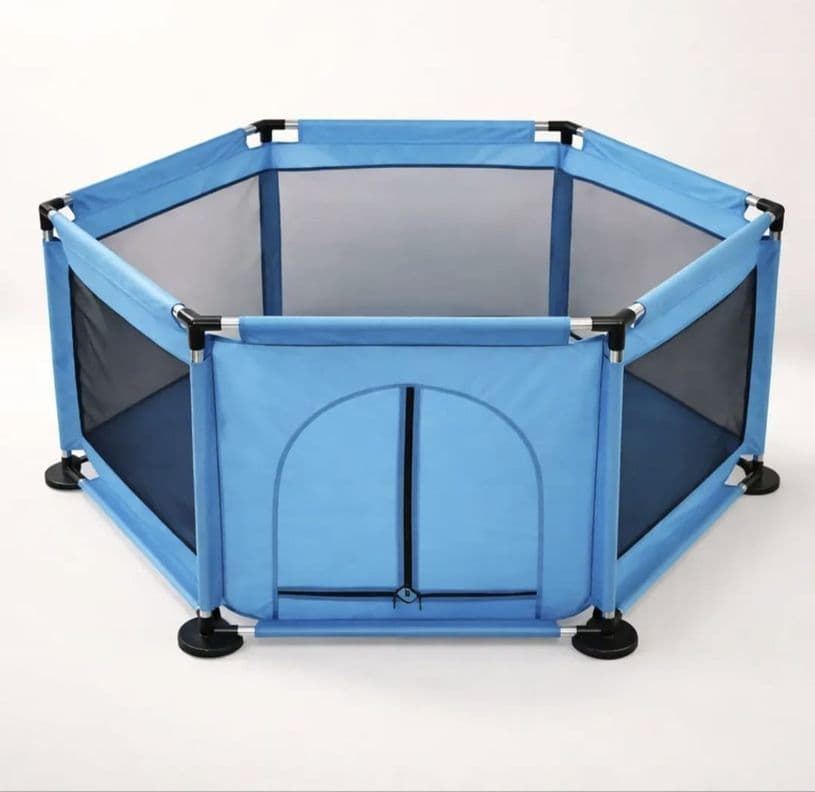 Corral Piscina De Pelotas Bebe Plegable Hexagonal Con Malla Azul