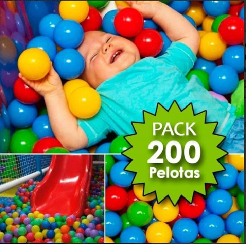 SET DE 200 PELOTAS PLASTICAS DE COLORES PARA NINOS 5.5 CMS Blanco