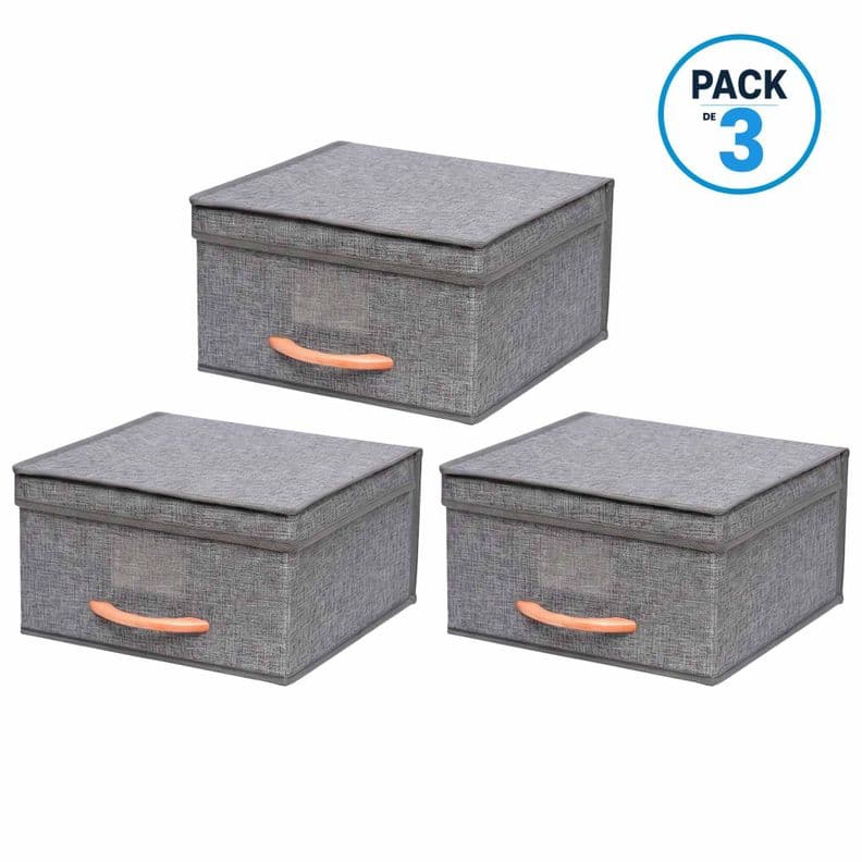 Pack 3 Cajas Organizadoras Plegables Closet Ropa Varios (S) Gris