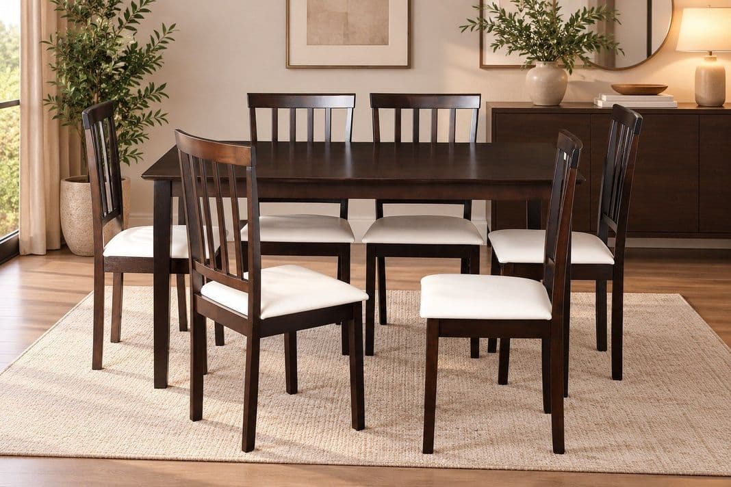 COMEDOR MADERA 6 SILLAS COLOR CHOCOLATE modelo manchester Cafe