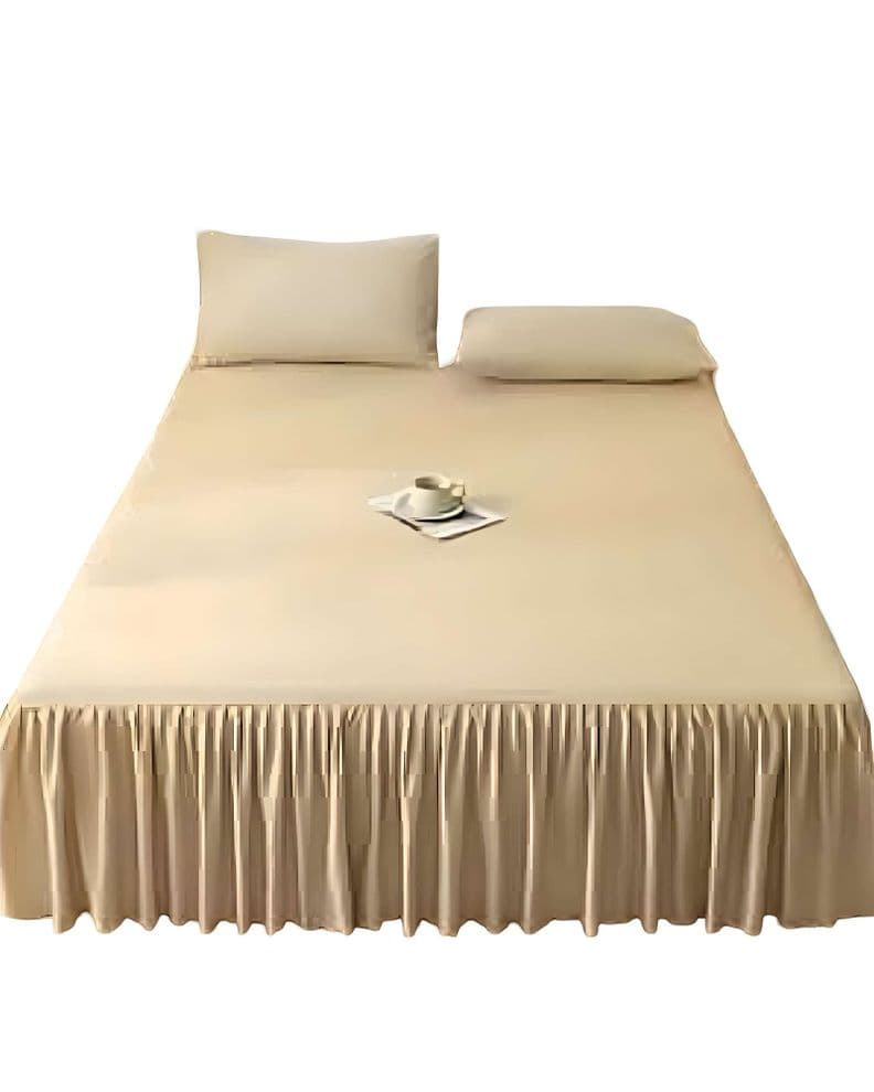 FALDON DE CAMA PARA BASE CON VOLADO KING 180X200 CM BEIGE