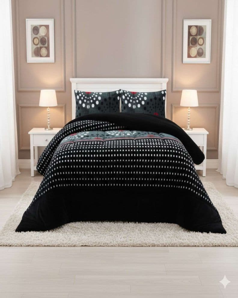 Cubrecama Premium Plush y Chiporro Invierno King negro