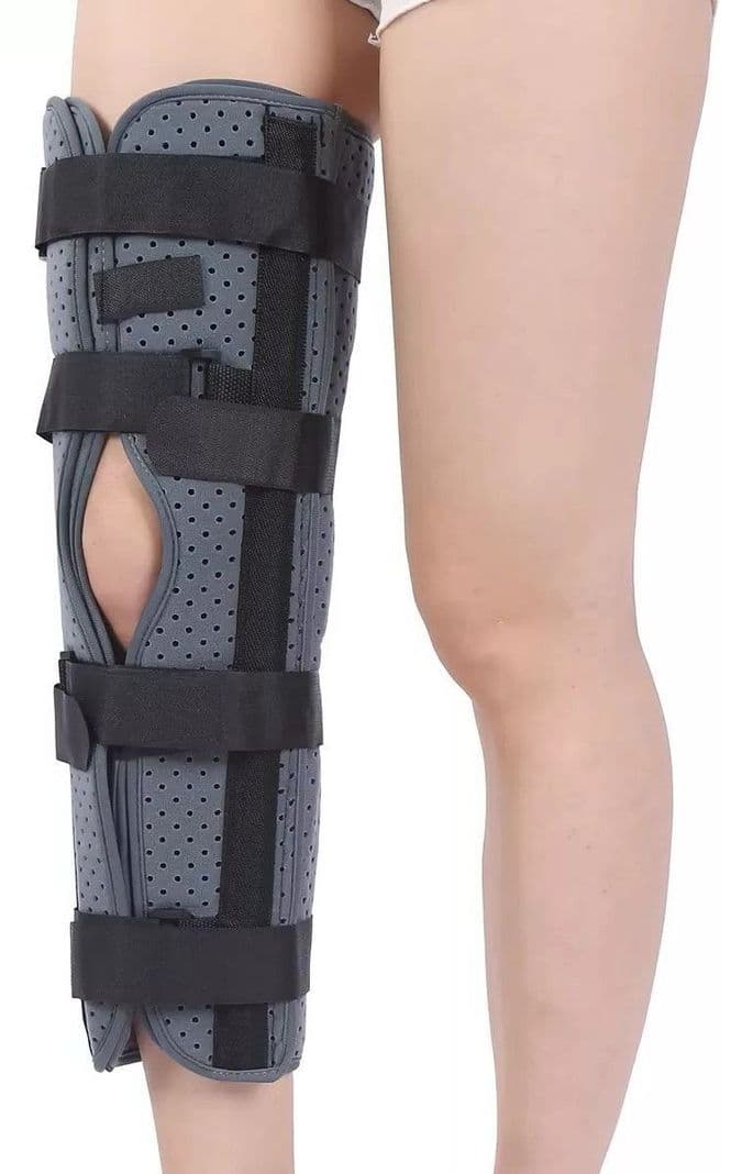 Inmovilizador Rodilla Tripanel Con Velcro Ajustable Talla L Gris