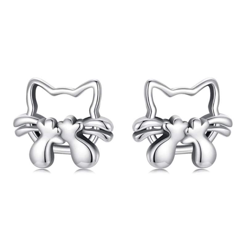 Aros Plata 925 Gatito Dulce