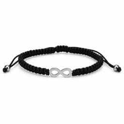 Pulsera Hilo Negro Infinito Acero Inoxidable