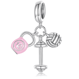 Charm Dije en Plata 925 Deporte Voleibol Pesa Mancuerna