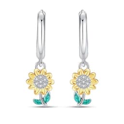 Aros Argolla Girasol Plata Ley 925