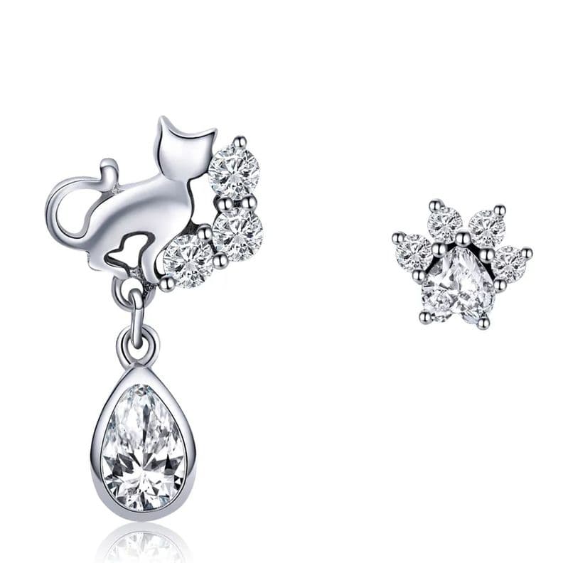 Aros Gato con Circon en Plata 925