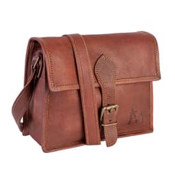 Bolso bandolera de cuero, color marron. Diseno tipo maletin Cafe