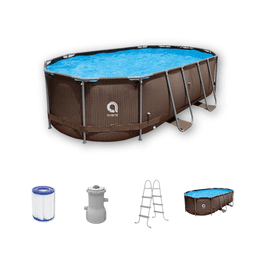 Piscina Estructural Ovalada + Filtro + Escalera Avenli 4.27x2.75x1 m 11m3 Cafe Oscuro