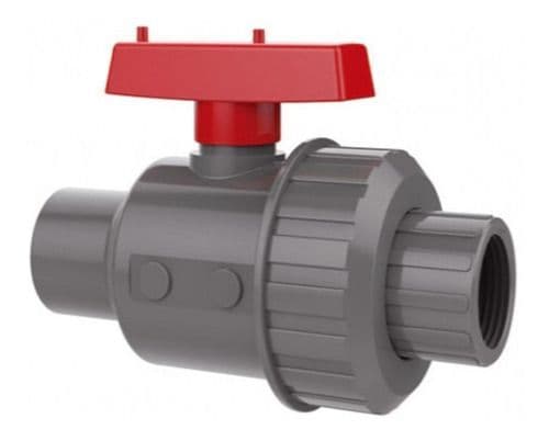 Valvula de Bola Pvc-u 2-1/2" 75 mm Una Amer Hilo Flowmak Gris