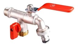 Llave de Jardin 1/2" con Doble Salida Flowmak Gris