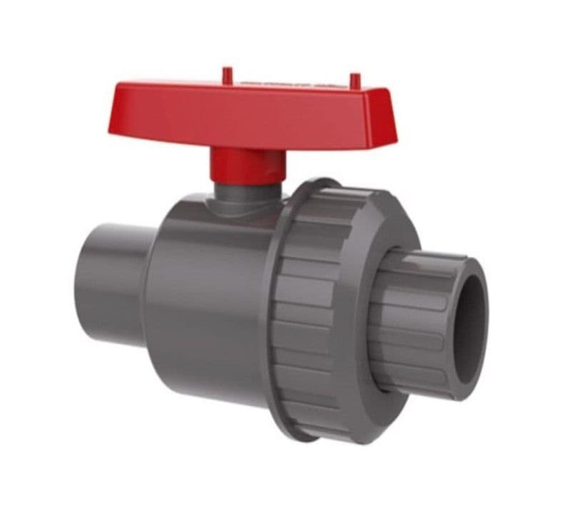 Valvula de Bola Pvc 1" 32 mm Una Amer Cementar Flowmak Gris