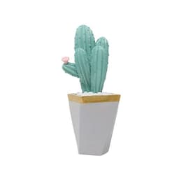 Macetero cuadrado cactus bajo flor rosada Blanco