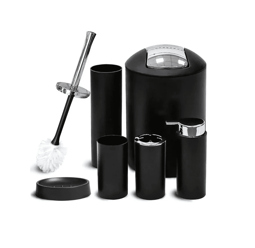 Set Juego De Bano Elegante 6 Piezas Negro