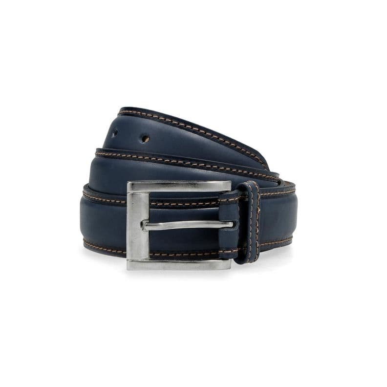 Cinturon Cuero Hombre Costura en Contraste Azul Cardinale 105