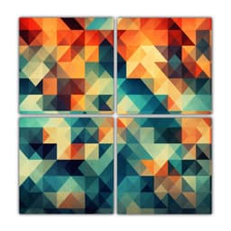 Cuadro Decorativo Patron Intenso Vida: 4 Pinturas 80x80 Cm