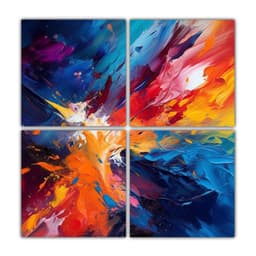 Pintura Abstracta Vibrante De La Creacion De 4 80x80 Cm