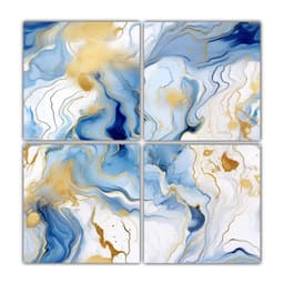 Pintura Abstracta De Arte Fluido De Lujo En Tela 80x80 Cm