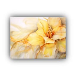 Cuadro Abstracto Amapolas Amarillas Y Doradas: 30x20cm