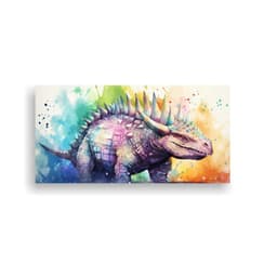 Cuadro Moderno De Estegosaurio En Acuarela 40x20cm