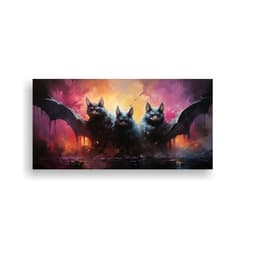 Tela En Bastidor Decorativo Ambiente A Bats 40x20cm