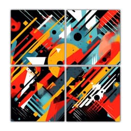 Cuatro Adornos Vanguardia Abstractos En Lienzo 5k 80x80 Cm