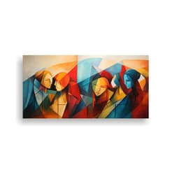 Pintura Abstracta Con Figuras Geometricas Para 40x20cm