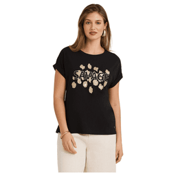Polera Manga Corta Estampada Negro M