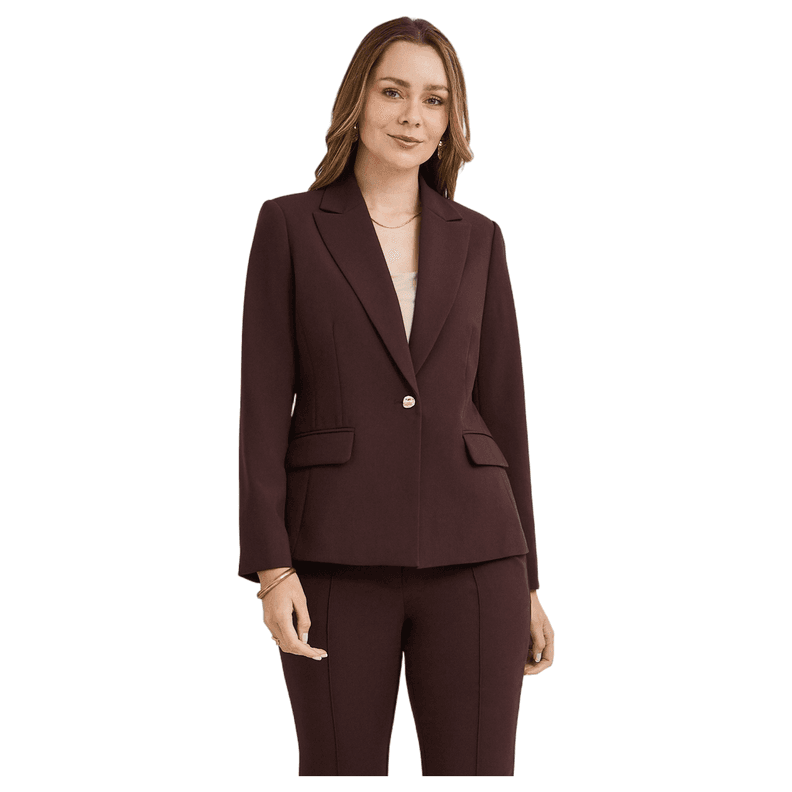 Blazer un Boton con Bolsillo Solapa Cafe XS