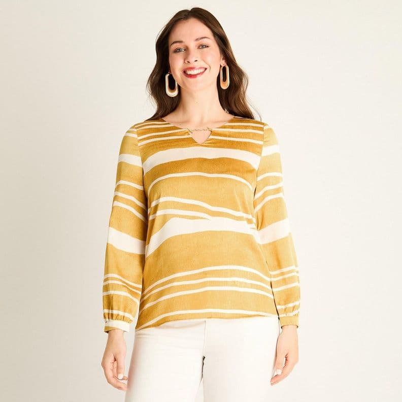 Polera Mostaza Estampada Amarillo S
