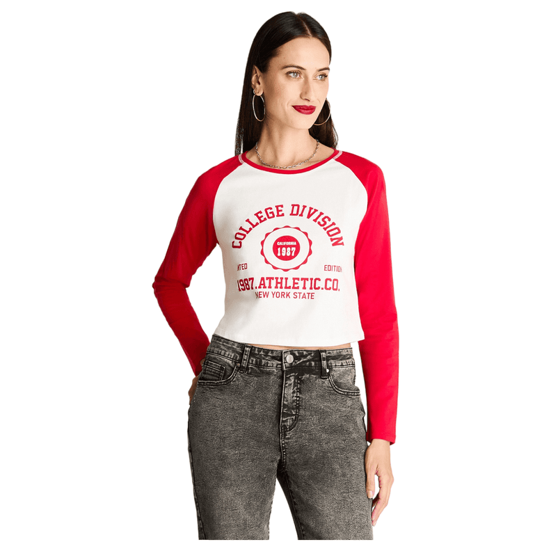 Polera Escote Redondo Preppy Rojo S
