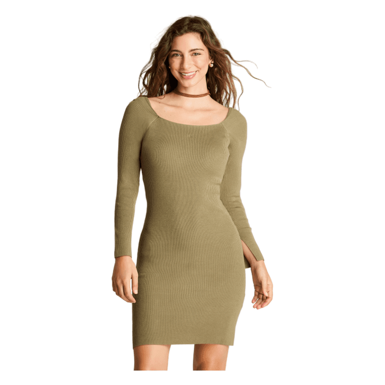 Vestido Tejido Rib Verde XL