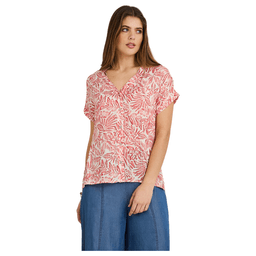 Blusa Manga Corta Estampada con Lurex Rosado M