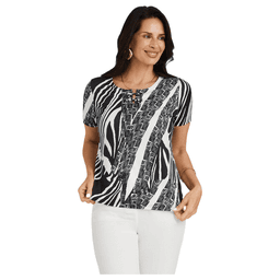 Polera Polyspandex con Aplicacion en Escote Negro L
