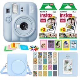 SET COMPLETO CAMARA FUJIFILM INSTAX MINI 13 CELESTE +40 PELICULAS +ACCESORIOS