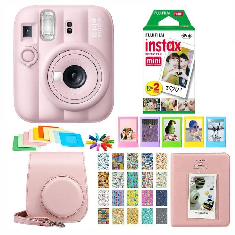 SET COMPLETO CAMARA FUJIFILM INSTAX MINI 13 ROSADA +20 PELICULAS +ACCESORIOS Rosado