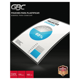 Caja Pouches GBC Carta 7MIL (175 Mic) Pack 100 Unidades Transparente