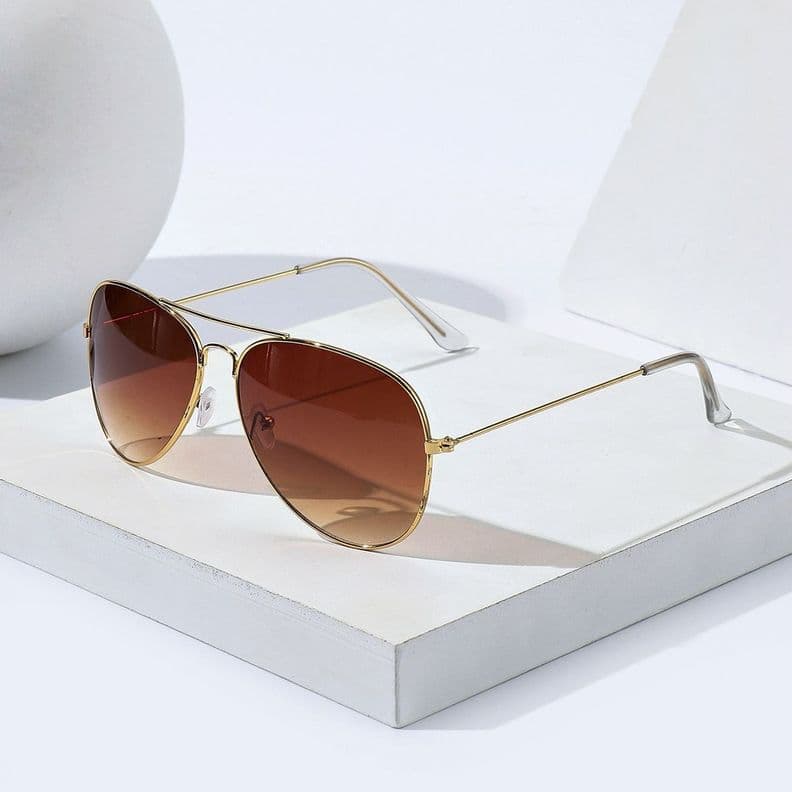 POLASUP LENTES Gafas de sol de moto de aviador ultraligeras y cl sicas UV400 Cafe