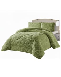 Cobertores de inverno texturizado Diseno Trenzado con chiporro King-TF Verde Olivo