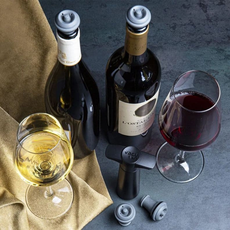 Set 2 Tapones de Vac o para Vino Gris