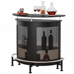 Mueble bar metalico Vesper con porta copas y compartimento negro mate