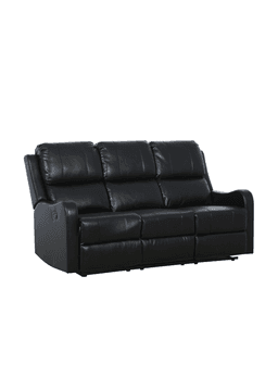 Bergere reclinable manual Fleming de 3 cuerpos de ecocuero negro
