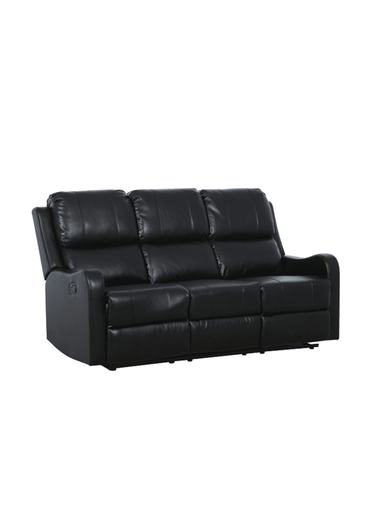 Bergere reclinable manual Fleming de 3 cuerpos de ecocuero negro