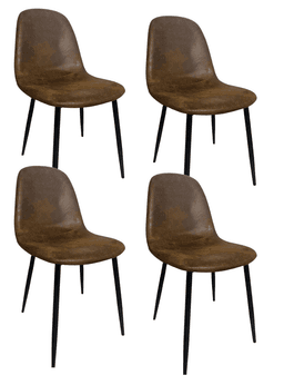 Pack 4 Sillas de Comedor Paris Ecocuero Vintage con Patas de Metal Cafe