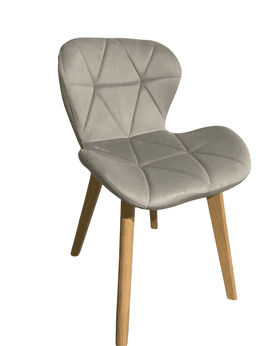 Silla de Comedor Mariposa Tapizada en Felpa Terciopelo Nordico con patas de madera Gris