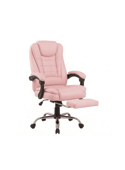 Silla de Escritorio Ergonomica Rex Ecocuero Negro Reclinable con Apoyapies Rosado