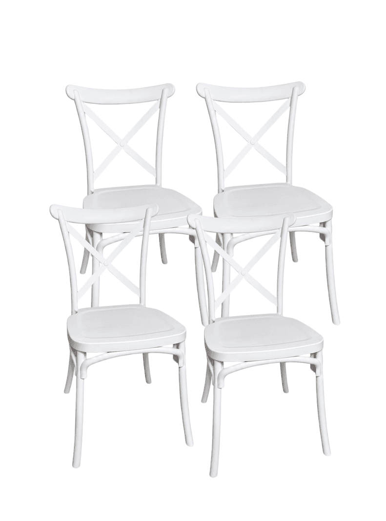 Pack 4 Sillas de comedor Restaurante Terraza Danubio Polipropileno y Exterior Blanco